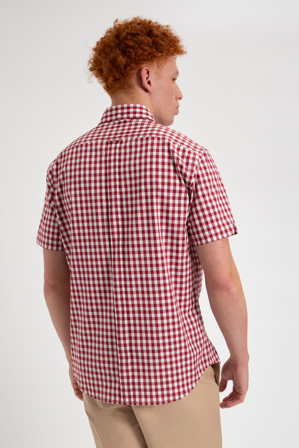 Chemises Ben Sherman Short Sleeve House Poplin Gingham Bordeaux | JCO-98972298